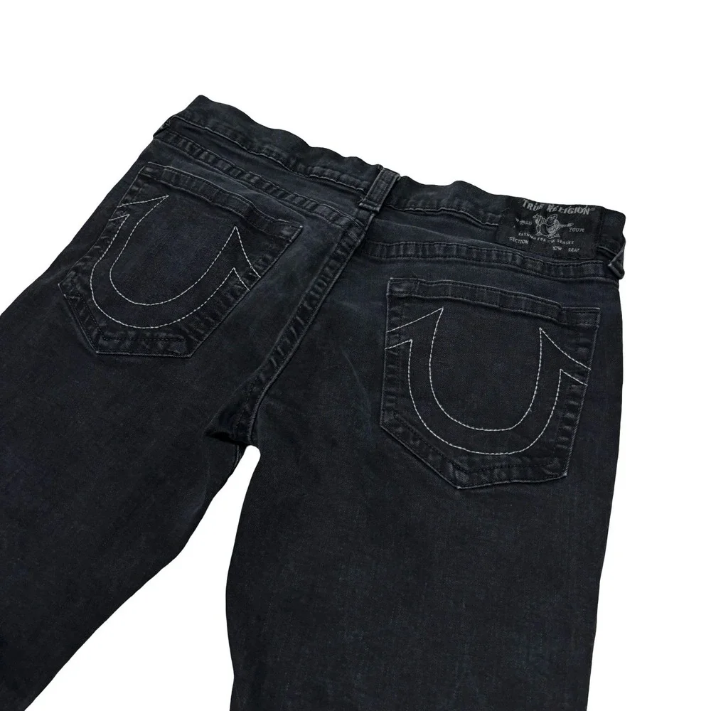 True Religion Men's Geno Relaxed Slim Jeans Faded Black Size 36 x 33